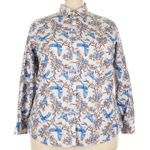 Like-New Lands` End Floral Button Down Blouse